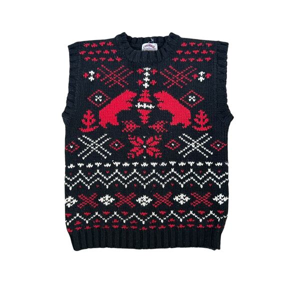 Vintage Cambridge Dry Goods Company Wool Cabincore Cozy Vest Women's L Bears - Picture 5 of 6